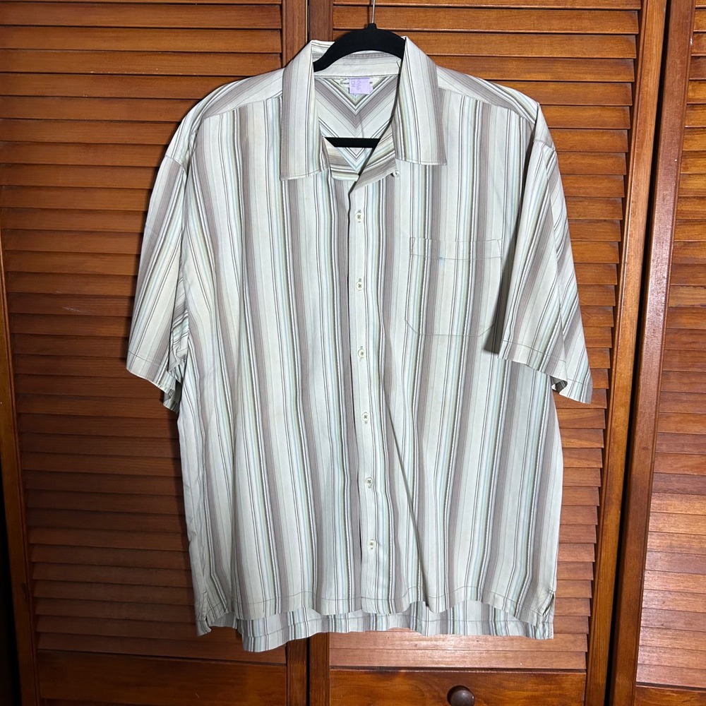 Tommy Bahama Mens XL 100% Silk Striped‎ Short Sleeve Button Up Camp Shirt